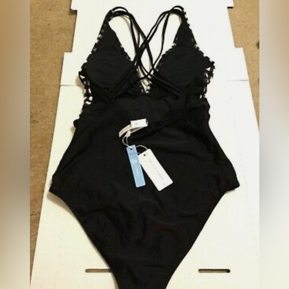 Black & White Checker Print Cupshe One Piece - Picture 2 of 2